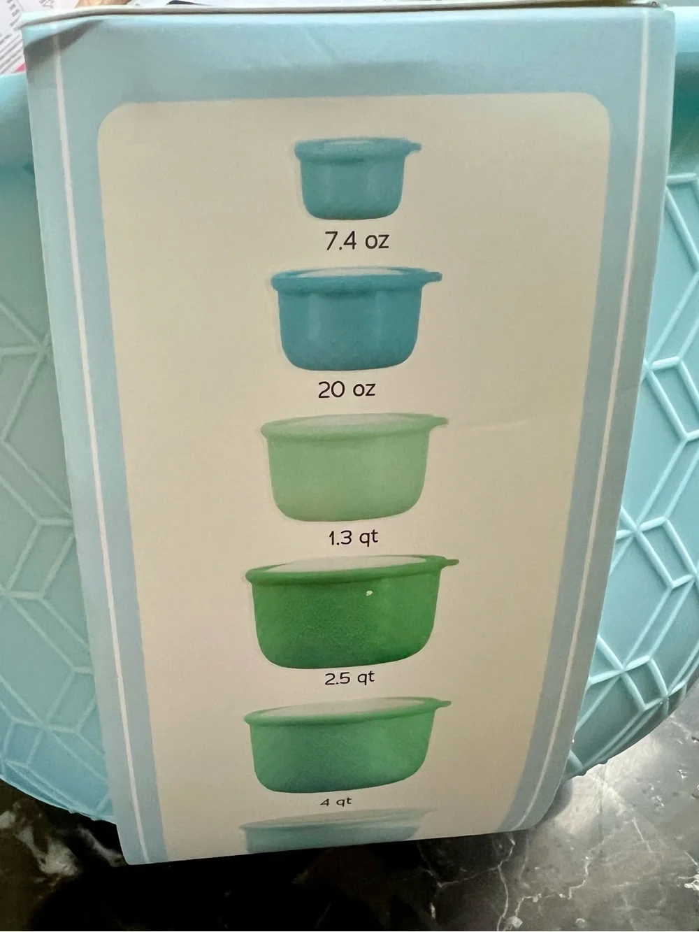 Stackable Kitchen Storage Bowl Set in Teal and Green - Home Accents